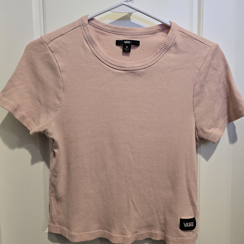 Vans Women's Soft Pink Ribbed Crop Top